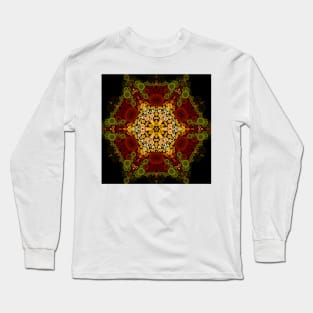 Dot Mandala Flower Yellow Red and Black Long Sleeve T-Shirt